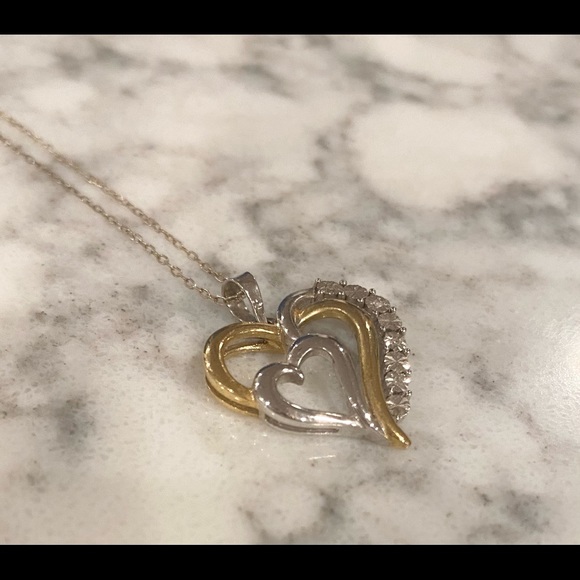 Authentic Diamond Gold & Sterling Silver Necklace - Picture 1 of 4